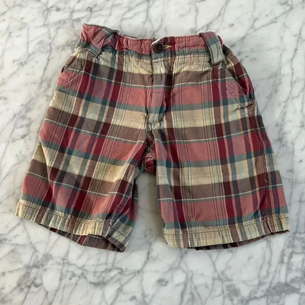 Y2K Ska Toddler Boy Plaid Preppy Shorts Sz 4T